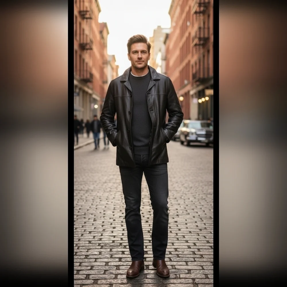 Knightsbridge Soft Genuine Leather Jacket  Black Size M